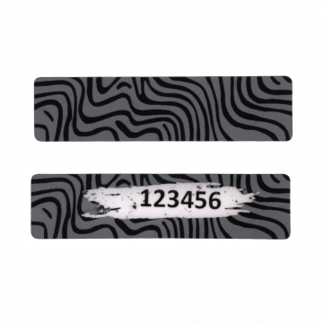 Scratch sticker, matte grey, 40 mm x 10 mm – rectangular, zebra pattern