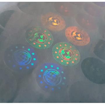 Original transparent hologram sticker, motive of a globe, 20 mm