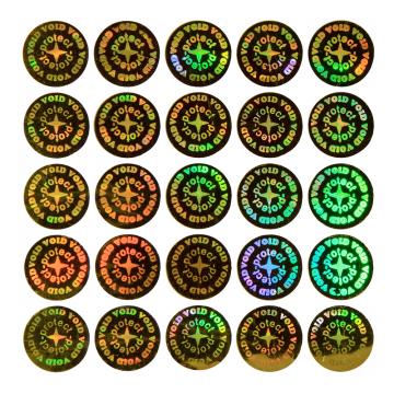 Circular golden holographic seal with a “Protect” and a diameter of 11 mm