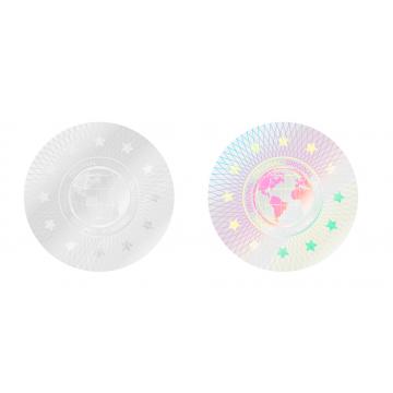 Original transparent hologram sticker, motive of a globe, 20 mm