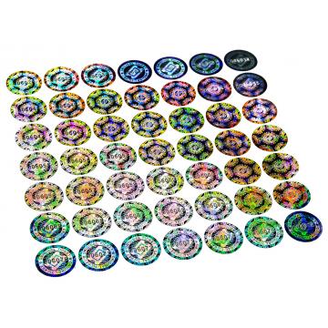 Numbered hologram stickers for tickets and passes, round design, 20 mm