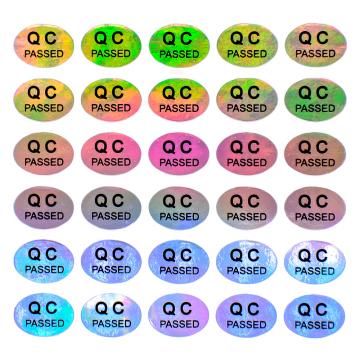 QC Passed oval holographic self-adhesive label