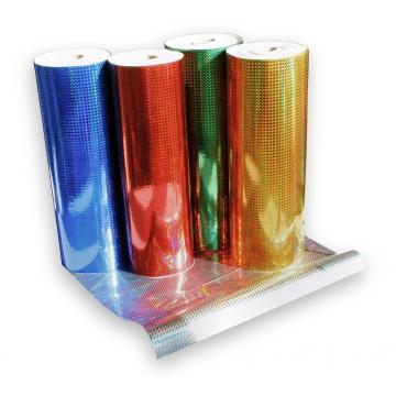 Universal holographic adhesive foil on meters - small squares gold