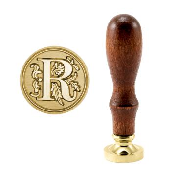 Brass seal stamp (stamping block) for wax - a decorative block letter R