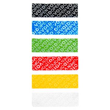 Black non-residual rectangular VOID sticker with high adhesion