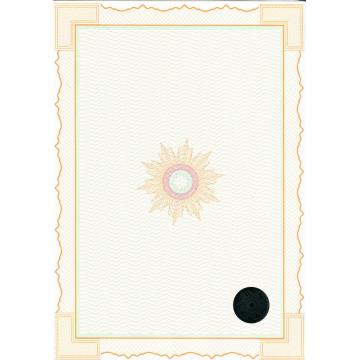 Universal guilloche paper pressed with a hologram portrait orientation