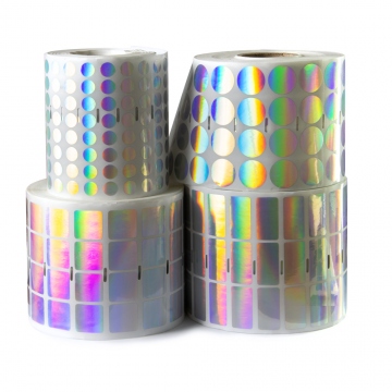 Silver hologram VOID security label, printing option, 20 mm