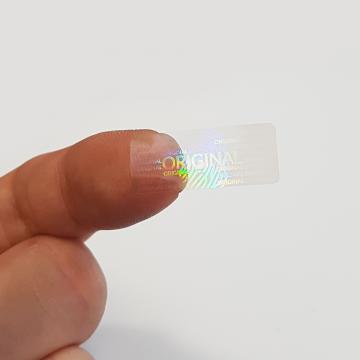 Transparent hologram sticker, original, fingerprint motive, 25 x 10 mm