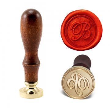 Wax seal stamp with letters of the alphabet - handwritten script E